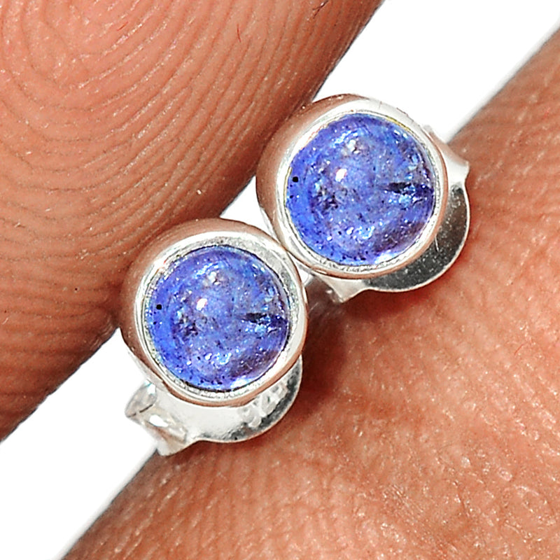 Tanzanite Cabochon Studs - TNZS125