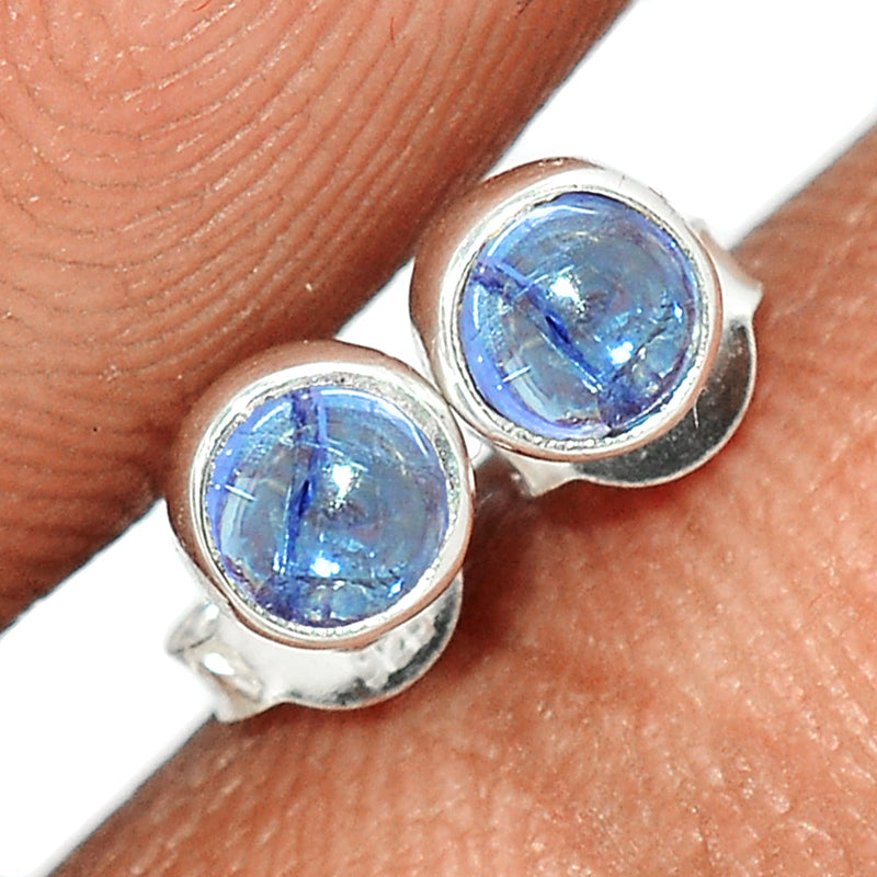 Tanzanite Cabochon Studs - TNZS146