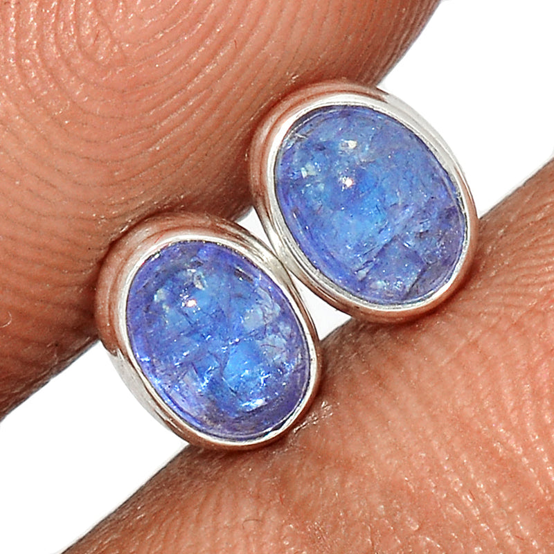 Tanzanite Cabochon Studs - TNZS162