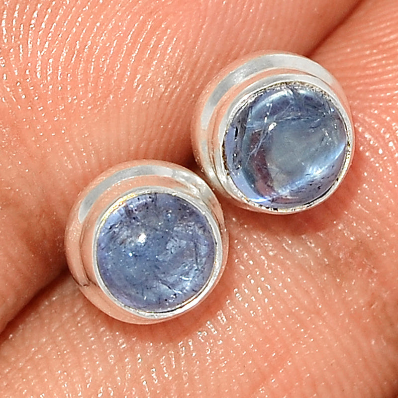 Tanzanite Cabochon Studs - TNZS171