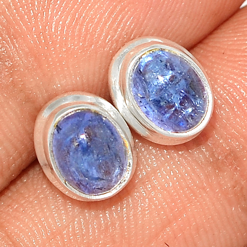 Tanzanite Cabochon Studs - TNZS173