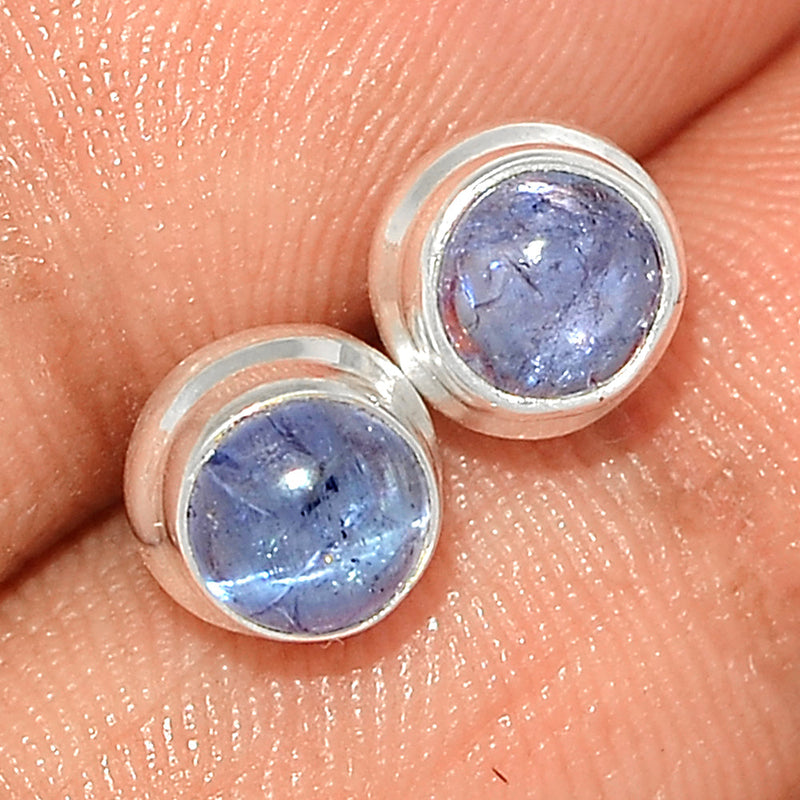 Tanzanite Cabochon Studs - TNZS174