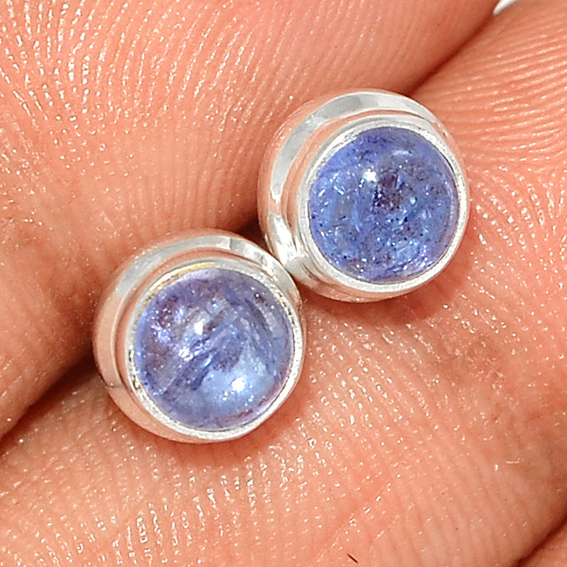 Tanzanite Cabochon Studs - TNZS176