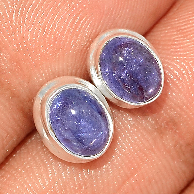 Tanzanite Cabochon Studs - TNZS177