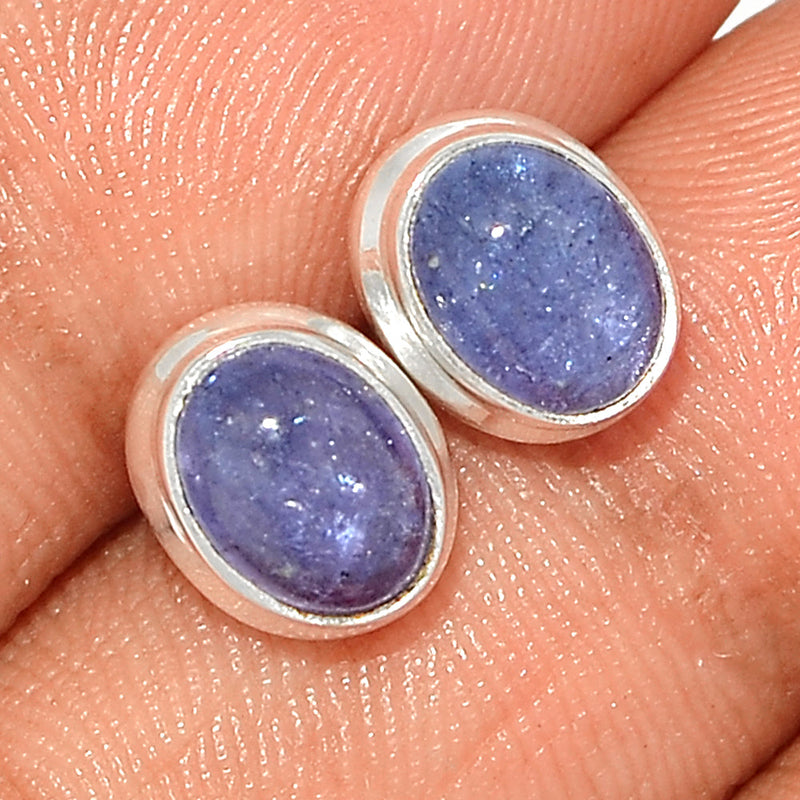 Tanzanite Cabochon Studs - TNZS178