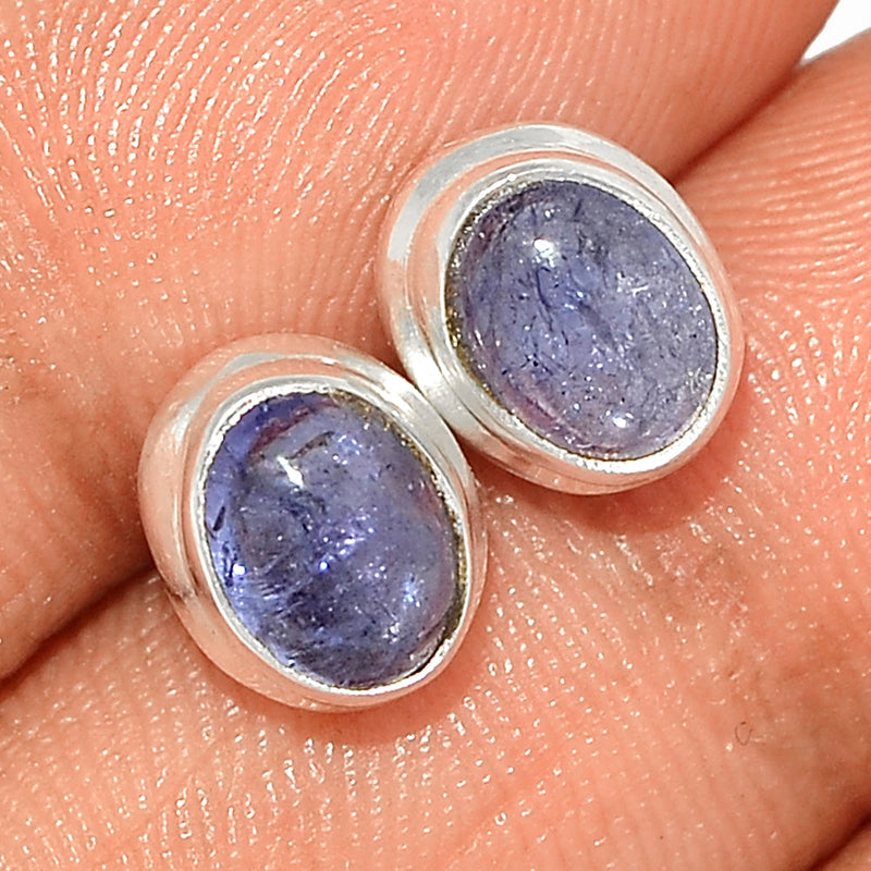 Tanzanite Cabochon Studs - TNZS179