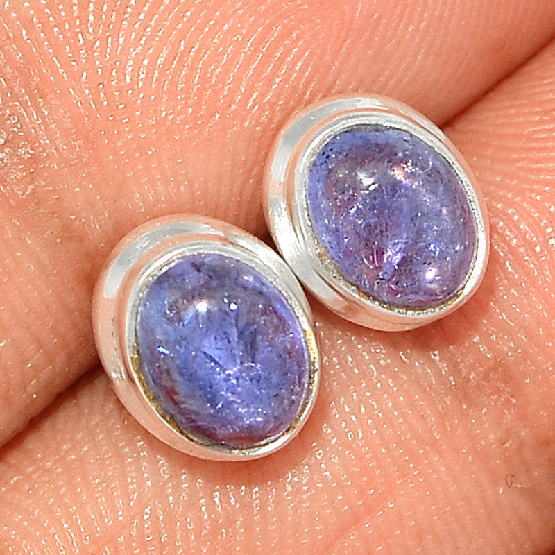 Tanzanite Cabochon Studs - TNZS181