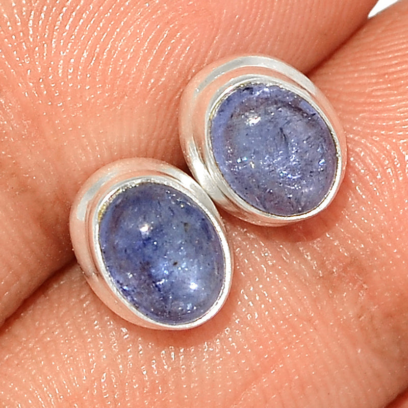 Tanzanite Cabochon Studs - TNZS185