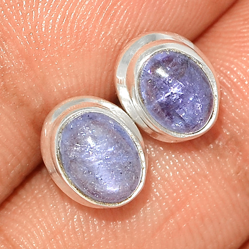 Tanzanite Cabochon Studs - TNZS186