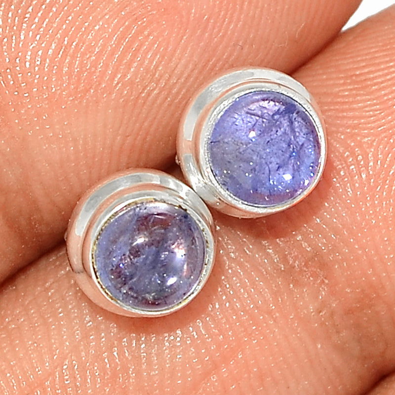 Tanzanite Cabochon Studs - TNZS189