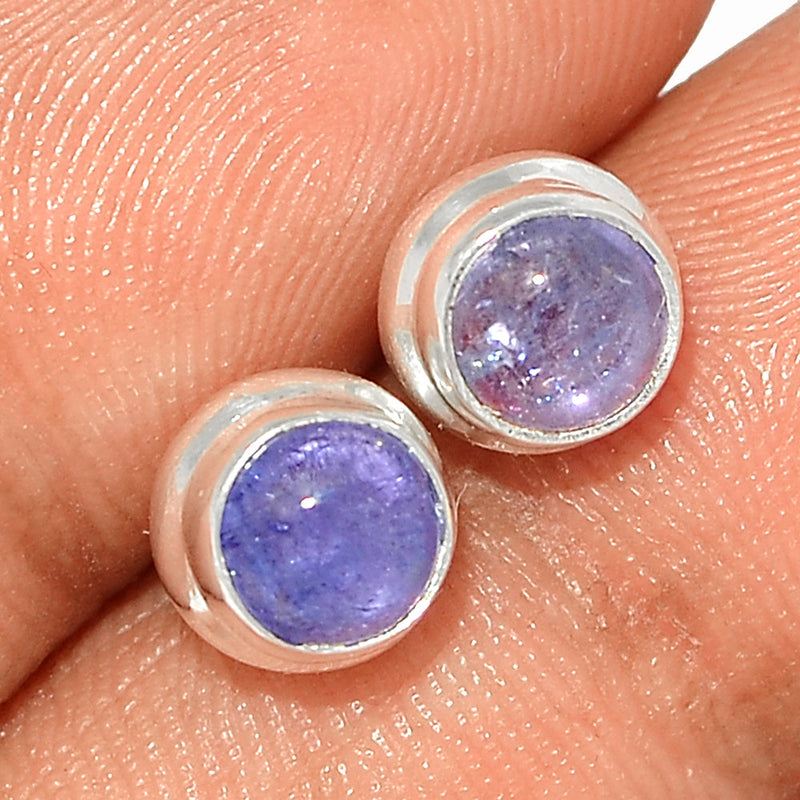 Tanzanite Cabochon Studs - TNZS191