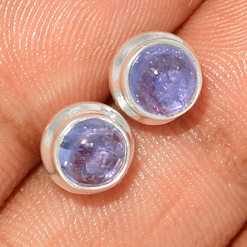 Tanzanite Cabochon Studs - TNZS196