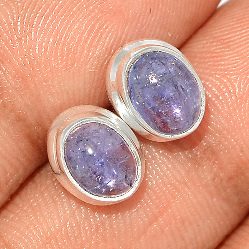 Tanzanite Cabochon Studs - TNZS198