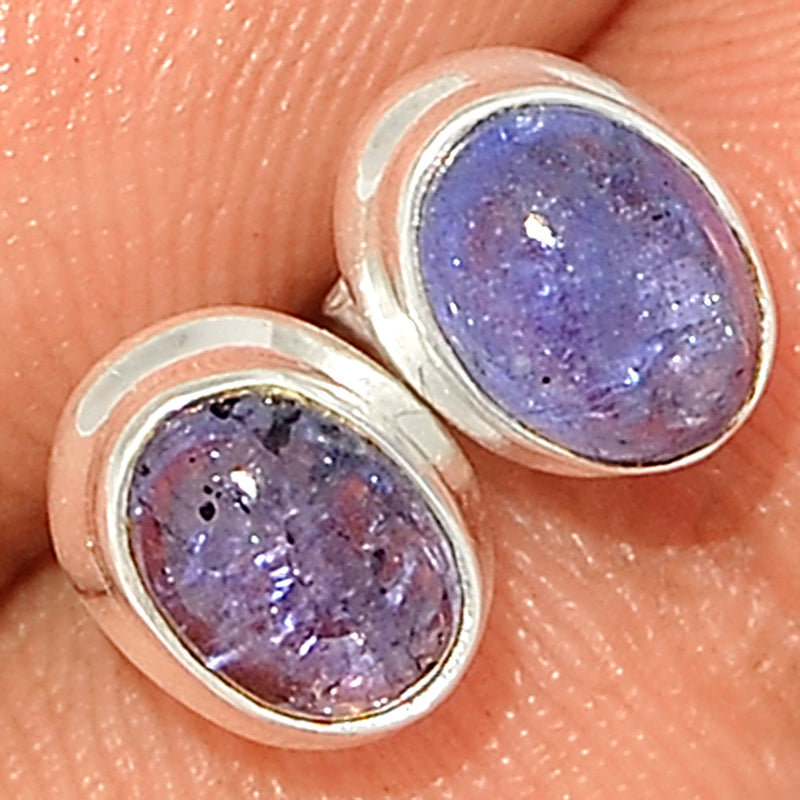 Tanzanite Cabochon Studs - TNZS209