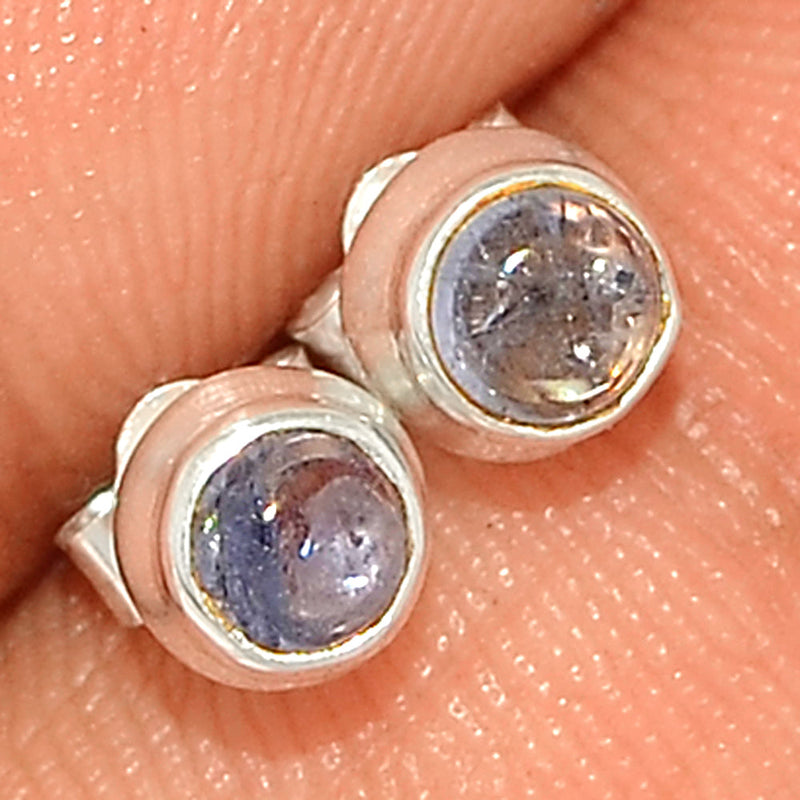 Tanzanite Cabochon Studs - TNZS215