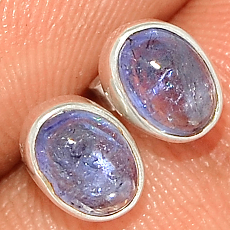 Tanzanite Cabochon Studs - TNZS216