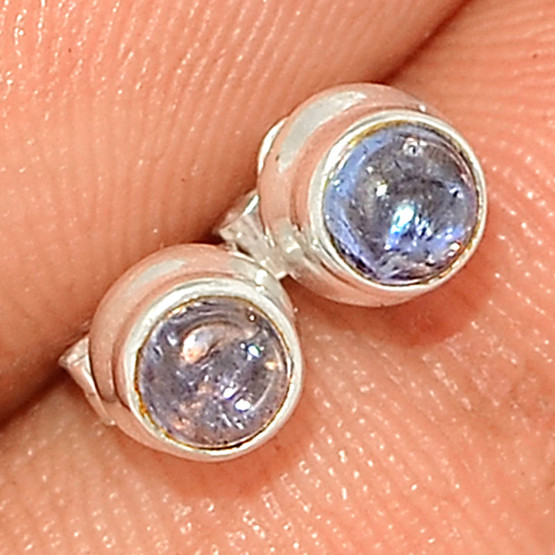 Tanzanite Cabochon Studs - TNZS221