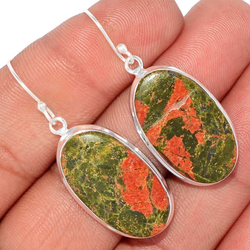 1.7" Lip Setting - Unakite Earrings - UNKE390