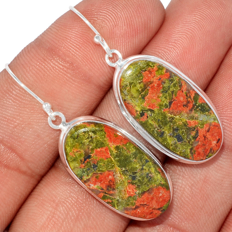 1.7" Lip Setting - Unakite Earrings - UNKE393