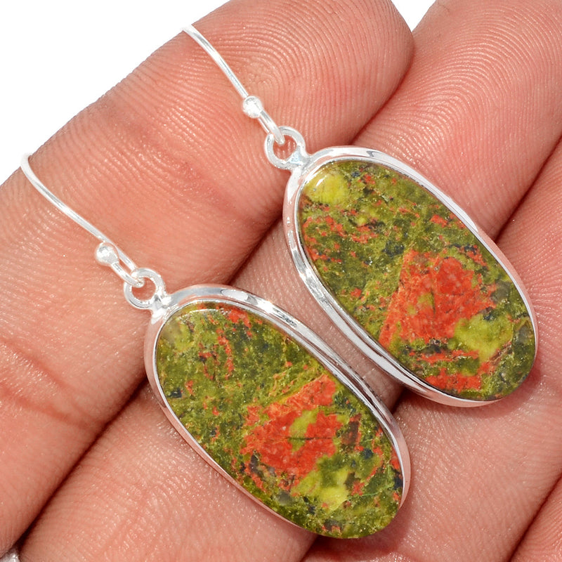 1.7" Lip Setting - Unakite Earrings - UNKE396