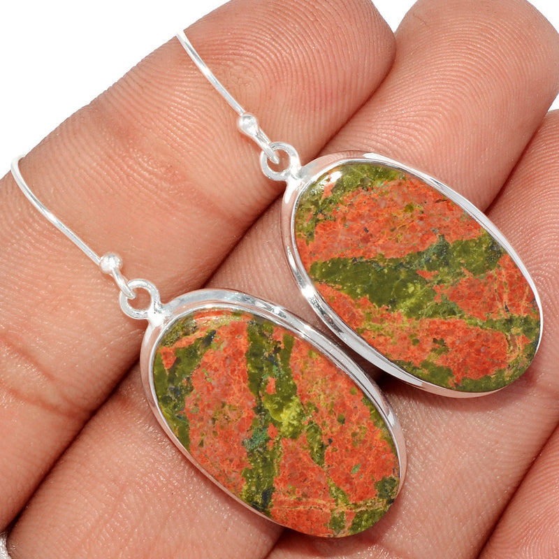 1.7" Lip Setting - Unakite Earrings - UNKE420