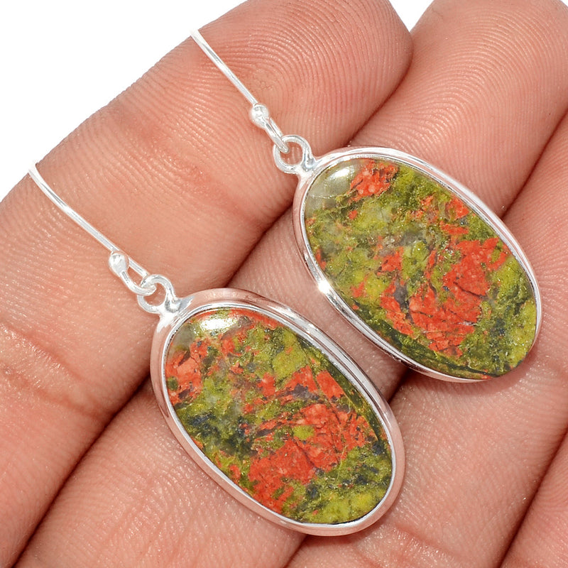 1.6" Lip Setting - Unakite Earrings - UNKE421