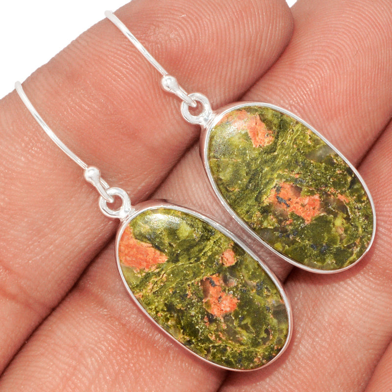 1.6" Lip Setting - Unakite Earrings - UNKE493