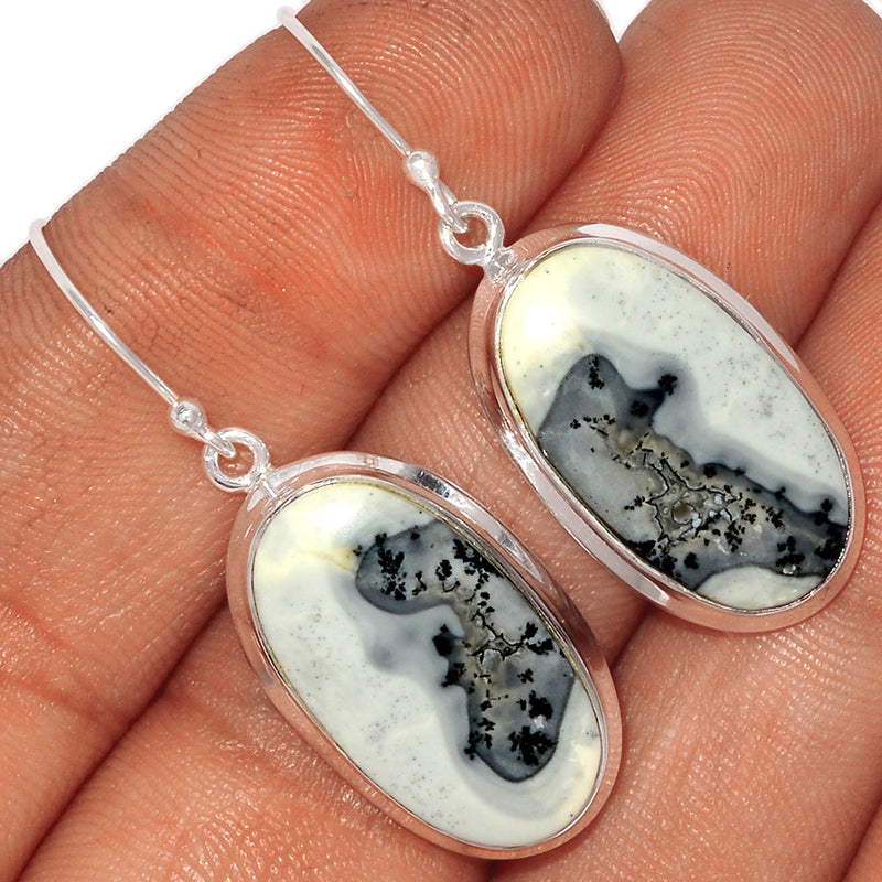 1.6" White Malingo Jasper Earrings - WMJE88