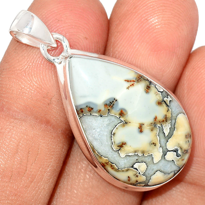 1.5" White Malingo Jasper Pendants - WMJP214