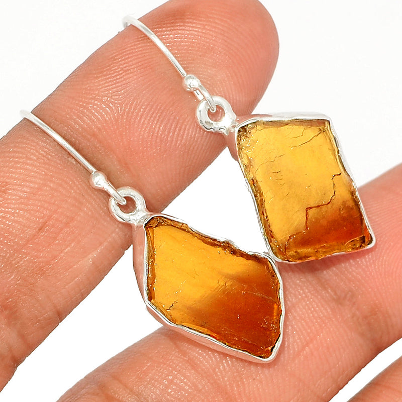 1.5" Cognac Quartz Rough Earrings - CQRE51