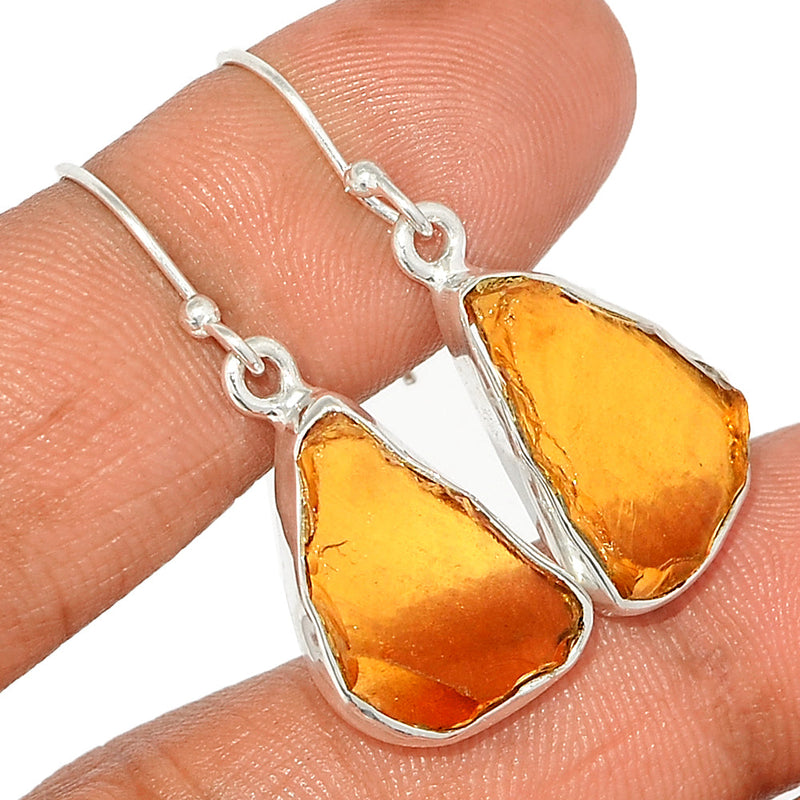 1.5" Cognac Quartz Rough Earrings - CQRE60