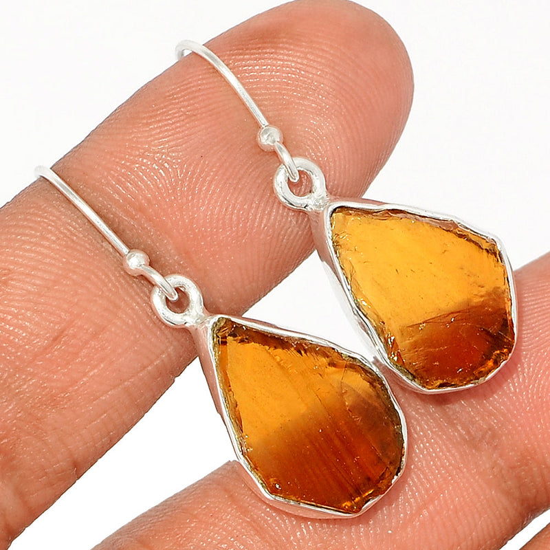 1.5" Cognac Quartz Rough Earrings - CQRE70