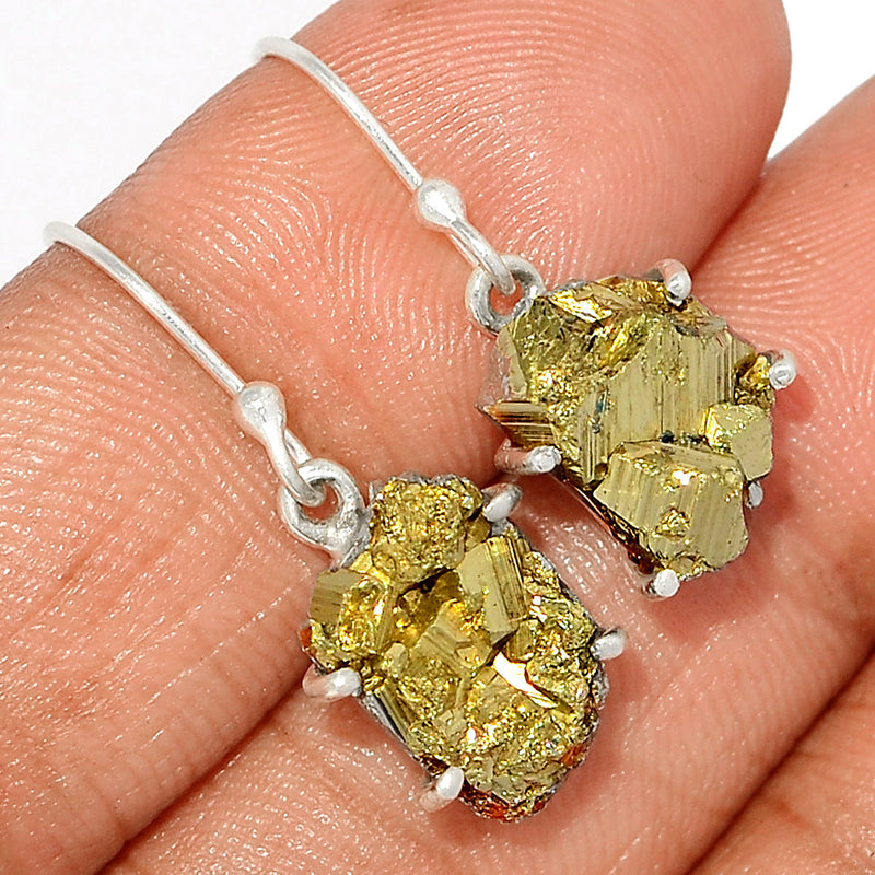 1.1" Claw - Mexican Pyrite Druzy Earrings - PYDE256