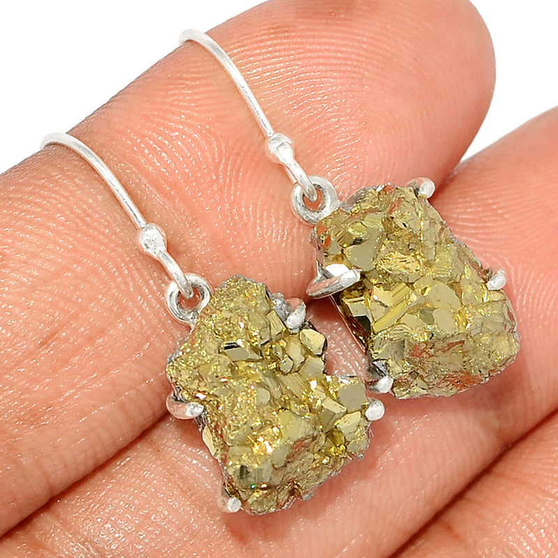 1.1" Claw - Mexican Pyrite Druzy Earrings - PYDE265