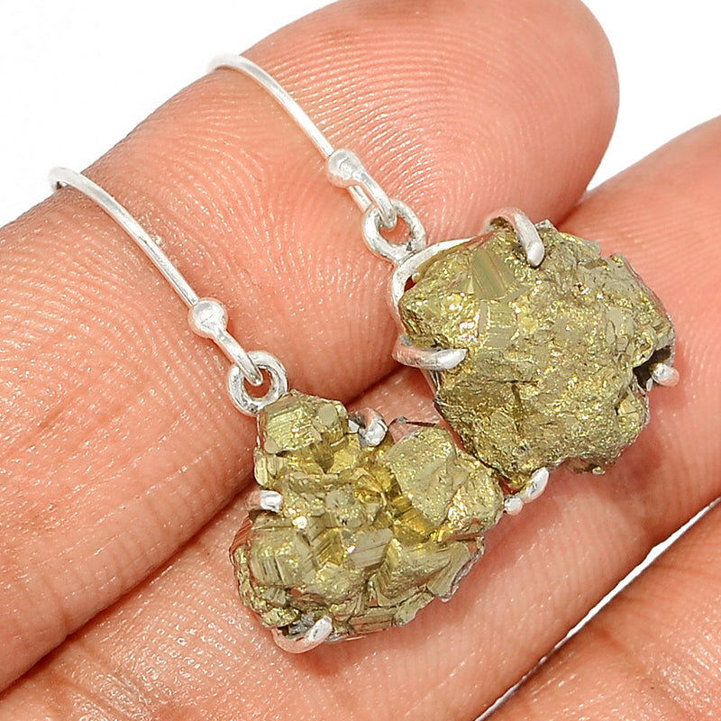 1.2" Claw - Mexican Pyrite Druzy Earrings - PYDE270