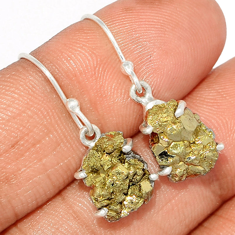 1.1" Claw - Mexican Pyrite Druzy Earrings - PYDE272