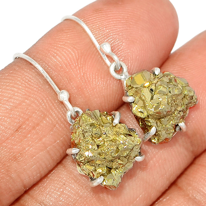 1.2" Claw - Mexican Pyrite Druzy Earrings - PYDE280