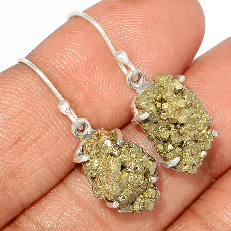 1.2" Claw - Mexican Pyrite Druzy Earrings - PYDE283