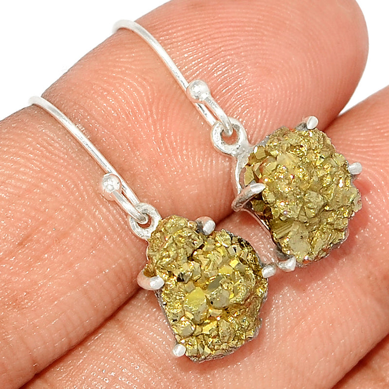 1.1" Claw - Mexican Pyrite Druzy Earrings - PYDE286